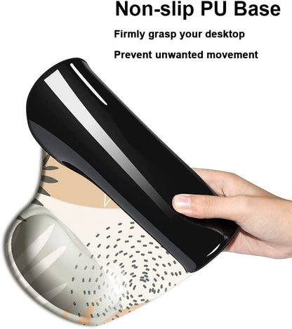 Mouse Pad with Wrist Support Gel Mouse Pad with Wrist Rest,Comfortable Computer Mouse Pad for Laptop,Pain Relief Mousepad with Non-Slip Rubber Base,9 X 10 In,Brown Leopard Print