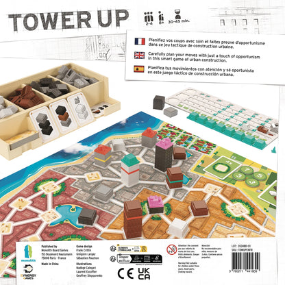 : Tower up - City Building Board Game, Competitive Strategy, Urban Construction Plannning, Family, Ages 8+, 2-4 Players, 30 Min