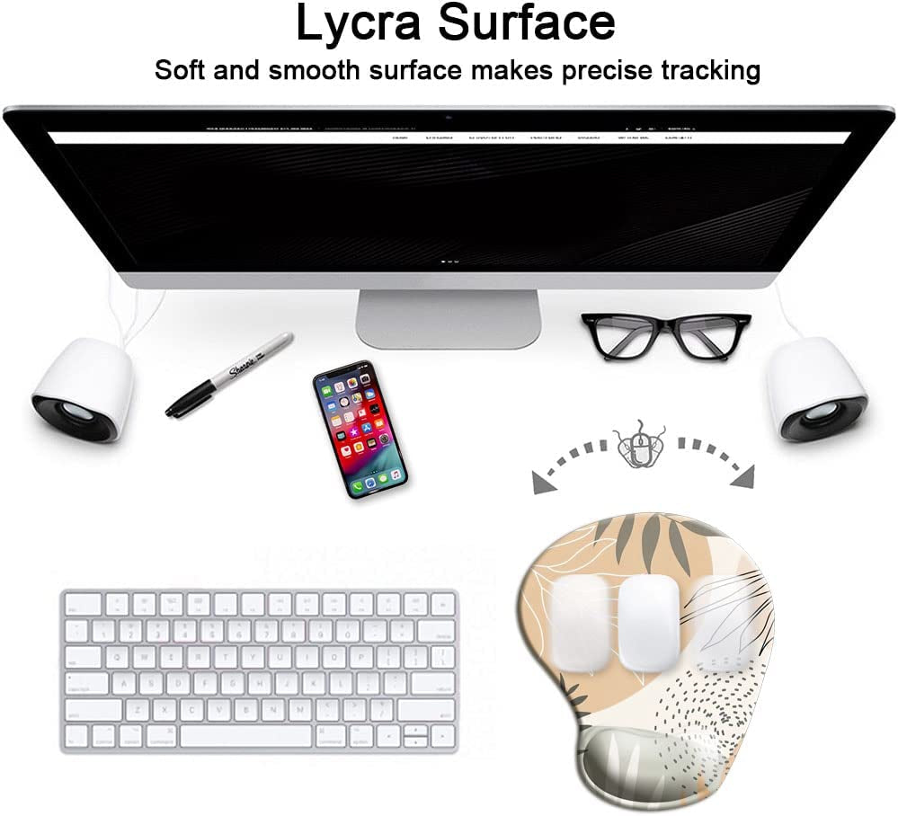 Mouse Pad with Wrist Support Gel Mouse Pad with Wrist Rest,Comfortable Computer Mouse Pad for Laptop,Pain Relief Mousepad with Non-Slip Rubber Base,9 X 10 In,Brown Leopard Print