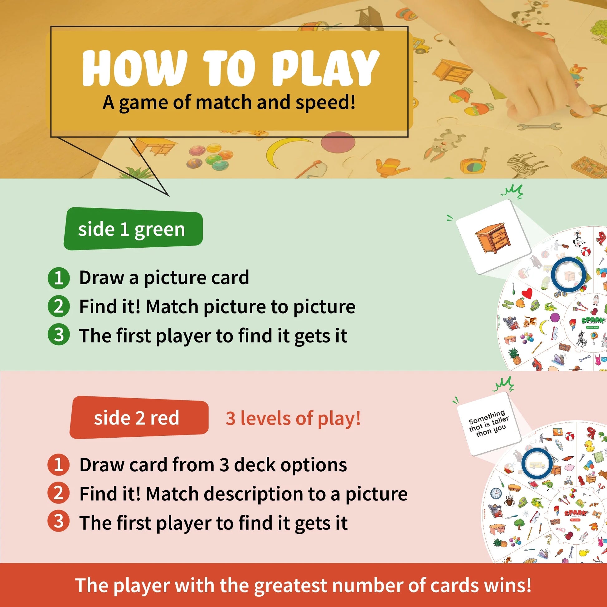 Matching Game Preschool Board Games for Kids 2-In-1 Picture Cards, Match and Category Games, Fun Family Game, Educational Games for Kids 3 and Up