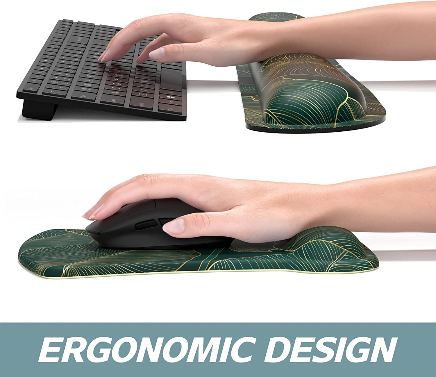 Mouse Pad Wrist Support Keyboard Wrist Rest Pad Ergonomic Mousepad Non-Slip Memory Foam Keyboard Pad Easy Typing Pain Relief Perfect for PC Laptop Gaming Office,Palm Texture