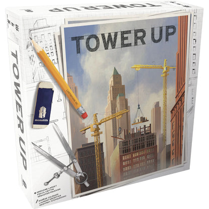: Tower up - City Building Board Game, Competitive Strategy, Urban Construction Plannning, Family, Ages 8+, 2-4 Players, 30 Min