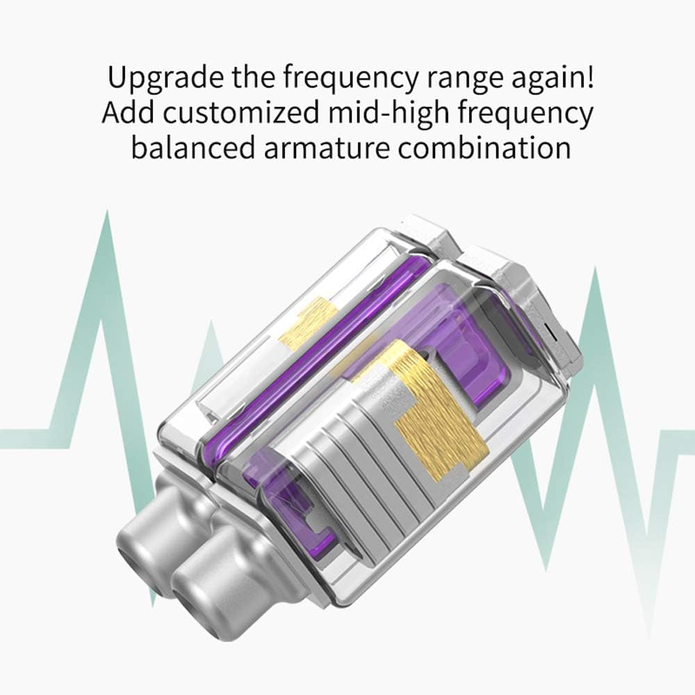 KZ ZSX 5BA+1DD 6 Driver Hybrid In-Ear Hifi Earphones with Zinc Alloy Faceplate, 0.75Mm 2 Pin Detachable Cable for Audiophile Musician (With Mic, Purple)