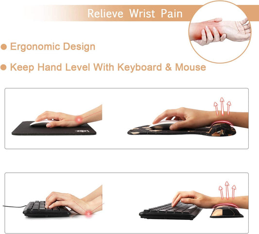 Mouse Pad with Wrist Rest, Keyboard Wrist Rest Mouse Wrist Rest, Made of Memory Foam, Easy Typing and Relieve Wrist Pain, Perfect for Computer Keyboard Office (A-Honeycomb)