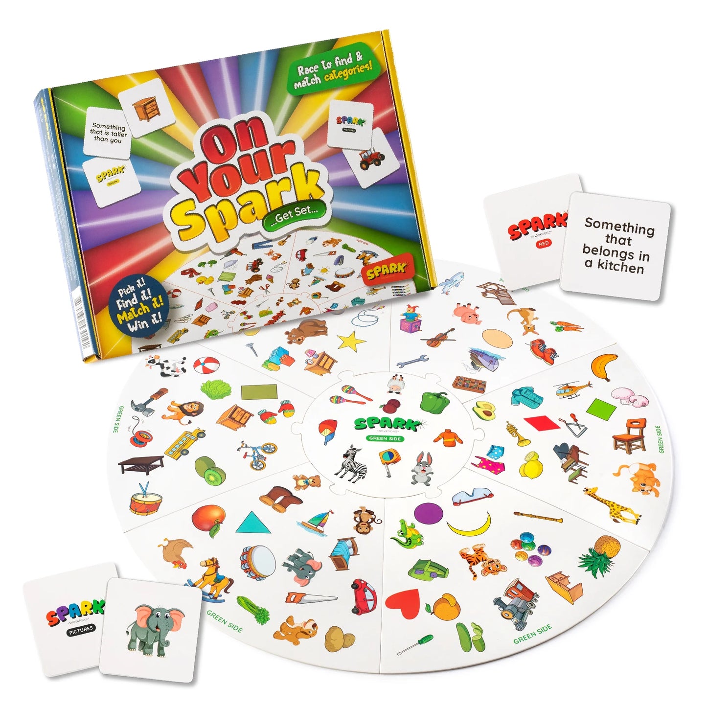 Matching Game Preschool Board Games for Kids 2-In-1 Picture Cards, Match and Category Games, Fun Family Game, Educational Games for Kids 3 and Up