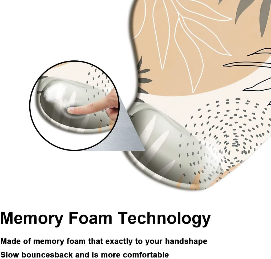 Mouse Pad with Wrist Support Gel Mouse Pad with Wrist Rest,Comfortable Computer Mouse Pad for Laptop,Pain Relief Mousepad with Non-Slip Rubber Base,9 X 10 In,Brown Leopard Print