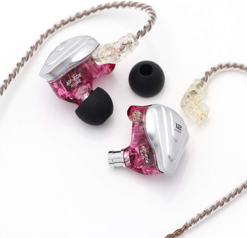 KZ ZSX 5BA+1DD 6 Driver Hybrid In-Ear Hifi Earphones with Zinc Alloy Faceplate, 0.75Mm 2 Pin Detachable Cable for Audiophile Musician (With Mic, Purple)