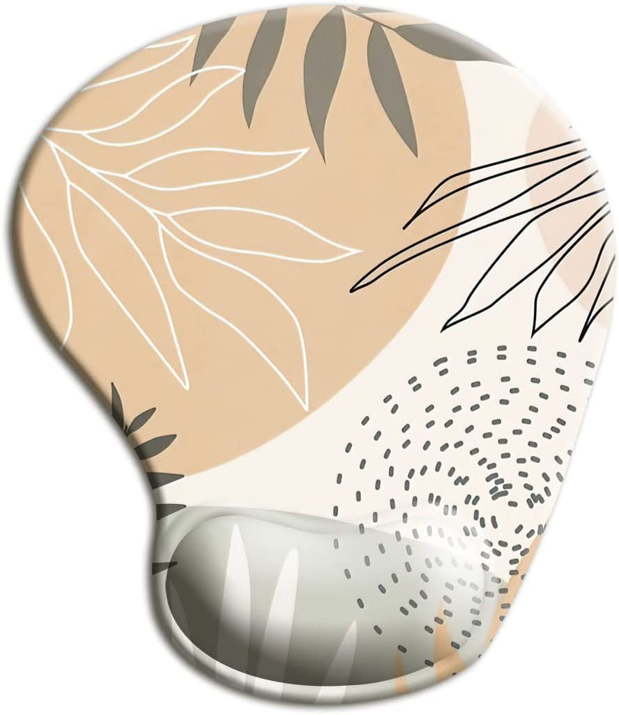 Mouse Pad with Wrist Support Gel Mouse Pad with Wrist Rest,Comfortable Computer Mouse Pad for Laptop,Pain Relief Mousepad with Non-Slip Rubber Base,9 X 10 In,Brown Leopard Print